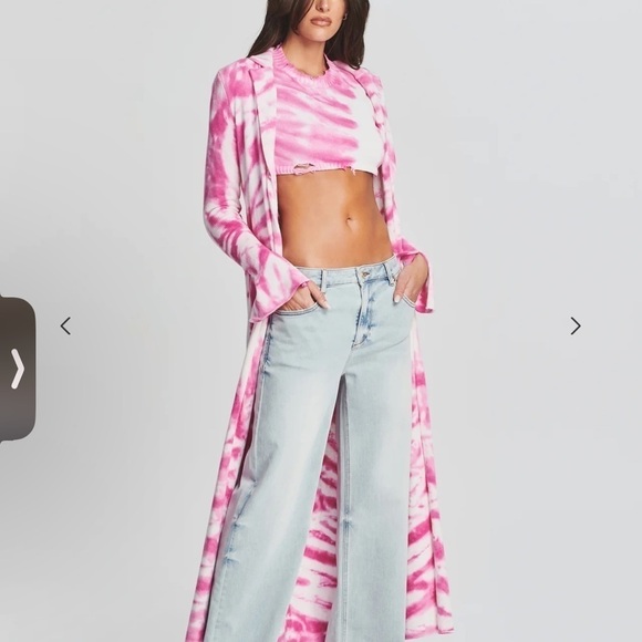 SER.O.YA Revolve Page Cropped Sweater in Pink Line Tie Dye Sz S - Picture 4 of 13